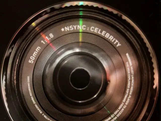 There is a camera lens and a black background.