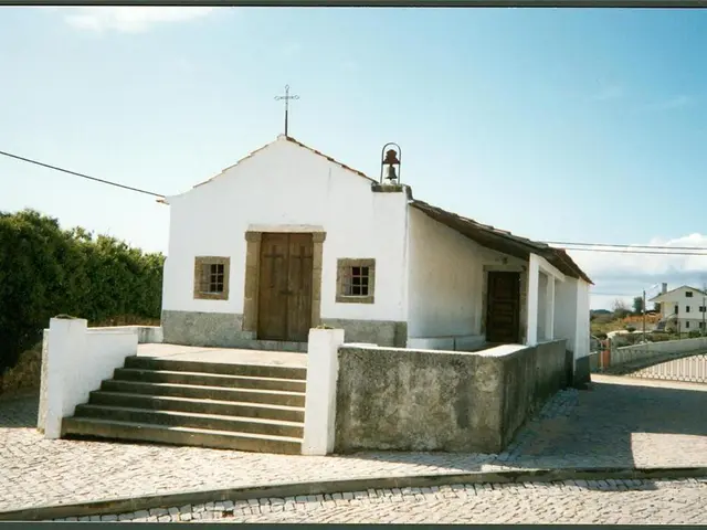 This image consists of a church in white color along with the windows and a door. At the bottom,...